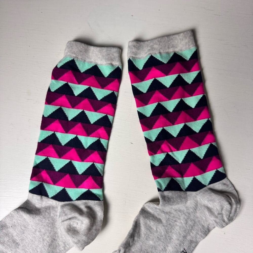 J.Crew Patterned Dressy Casual Crew Style Pink, Blue, Gray Socks - Picture 5 of 7